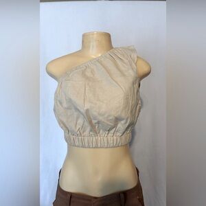Petal & Pup Beige One-Shoulder Crop Top